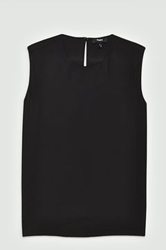 Modern Georgette Shell Top ( ブラック) シルク /  ストーレートシルエット / スリーブレス / 光沢有り / 01-5108205