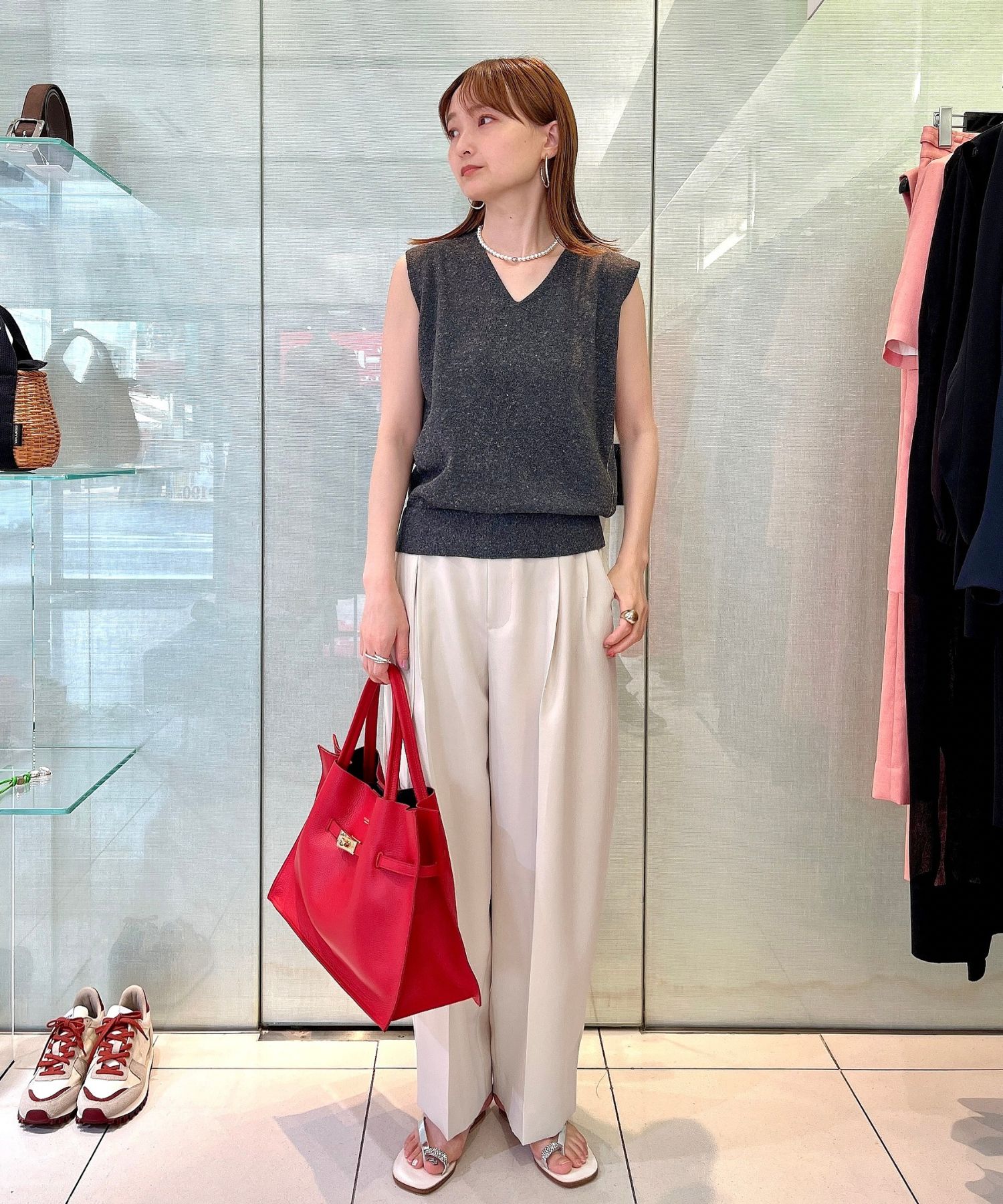 TRERO（トレロ）/（Red / Black）/ イタリアンWフェイスレザートートバッグ Lサイズ（レッド/ブラック）牛床革（Italian leather）/ 日本製 / V-1497
