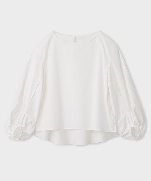 UVカットボリュームスリーブブラウス(ホワイト) 綿 / ウォッシャブル / 後ろリボン / MWFB261094