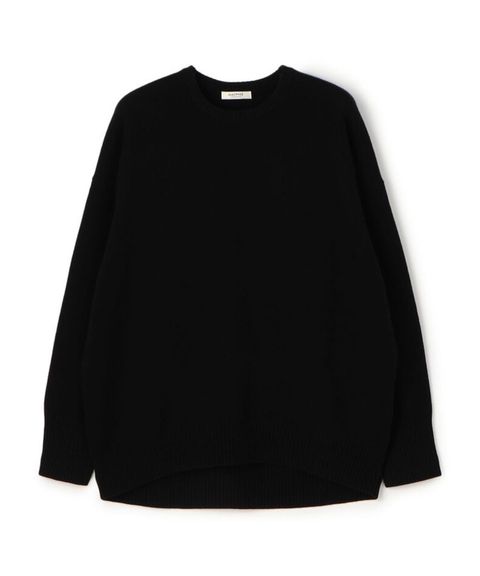 NZ LAMBS クルーネックプルオーバー ( ブラック ) ウール / ドロップショルダー / 後ろ下がり / 伸縮性有り / 12-02-54-02206