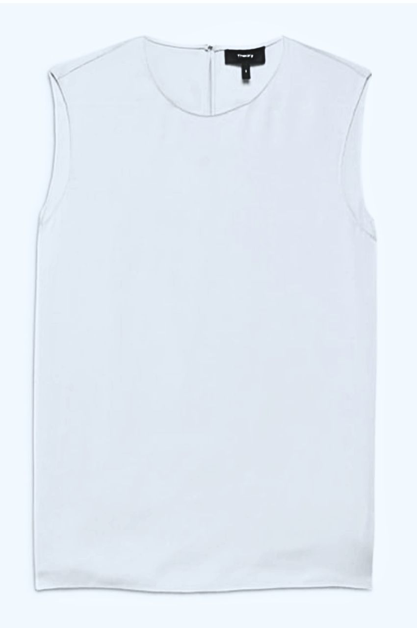 Modern Georgette Shell Top ( フォグ) シルク /  ストーレートシルエット / スリーブレス / 光沢有り / 01-5108205