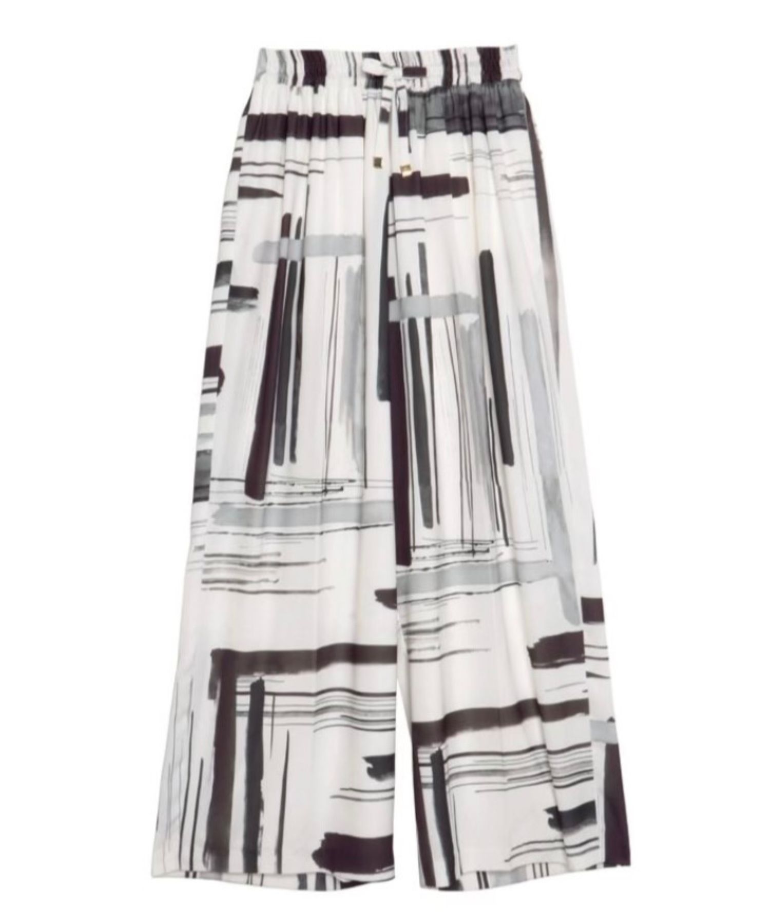 フルイドラインパンツ(オフホワイト)ポリエステル / ウォッシャブル / ウエストゴム / 同柄ドロスト紐 / 5126107009