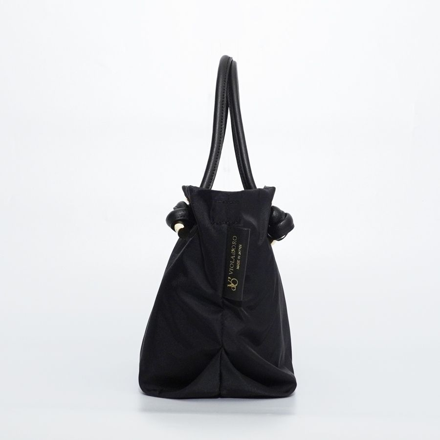 BIANCA / V-2174 / Black × Black / ノットハンドルナイロントート / Sサイズ / ビアンカ（ブラック×ブラック）ナイロン / 牛床革（Italian leather）/ 2WAY / ショルダーストラップ付き / V-2174