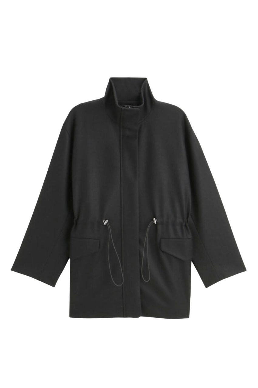 Neo Smooth Jersey OS Parka J (ブラック) ウール / オーバーシルエット/ ウエストドロ ー コード / 裏地 /  01-4409603