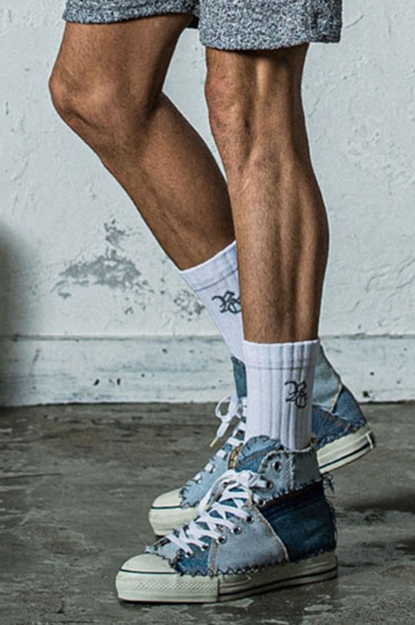 RC SP SOX2 (WHITE) コットン / スポーツソックス/ ロゴ / 長め / 2足セット/ RC-BASIC-SOX3