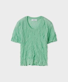 ワッシャーニットT(ミント)綿 / シアー素材 / 伸縮性有り / ウォッシャブル / MWNT261062