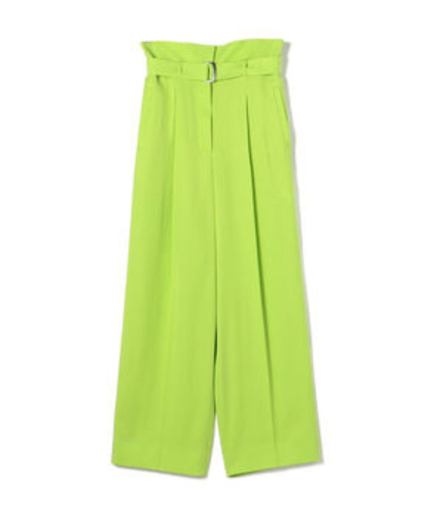 セルロースツイル ハイウエストテーパードパンツ (グリーン) 再生繊維 /  光沢有り / 共布ベルト付 / 手洗い可 / 11-04-52-04333