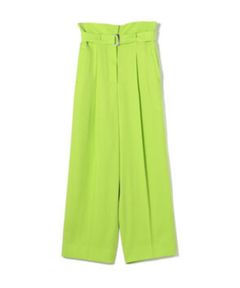 セルロースツイル ハイウエストテーパードパンツ (グリーン) 再生繊維 /  光沢有り / 共布ベルト付 / 手洗い可 / 11-04-52-04333