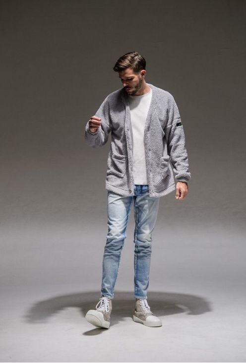 WEST BOA cardigan / オーバーサイズドロップショルダーボアカーディガン