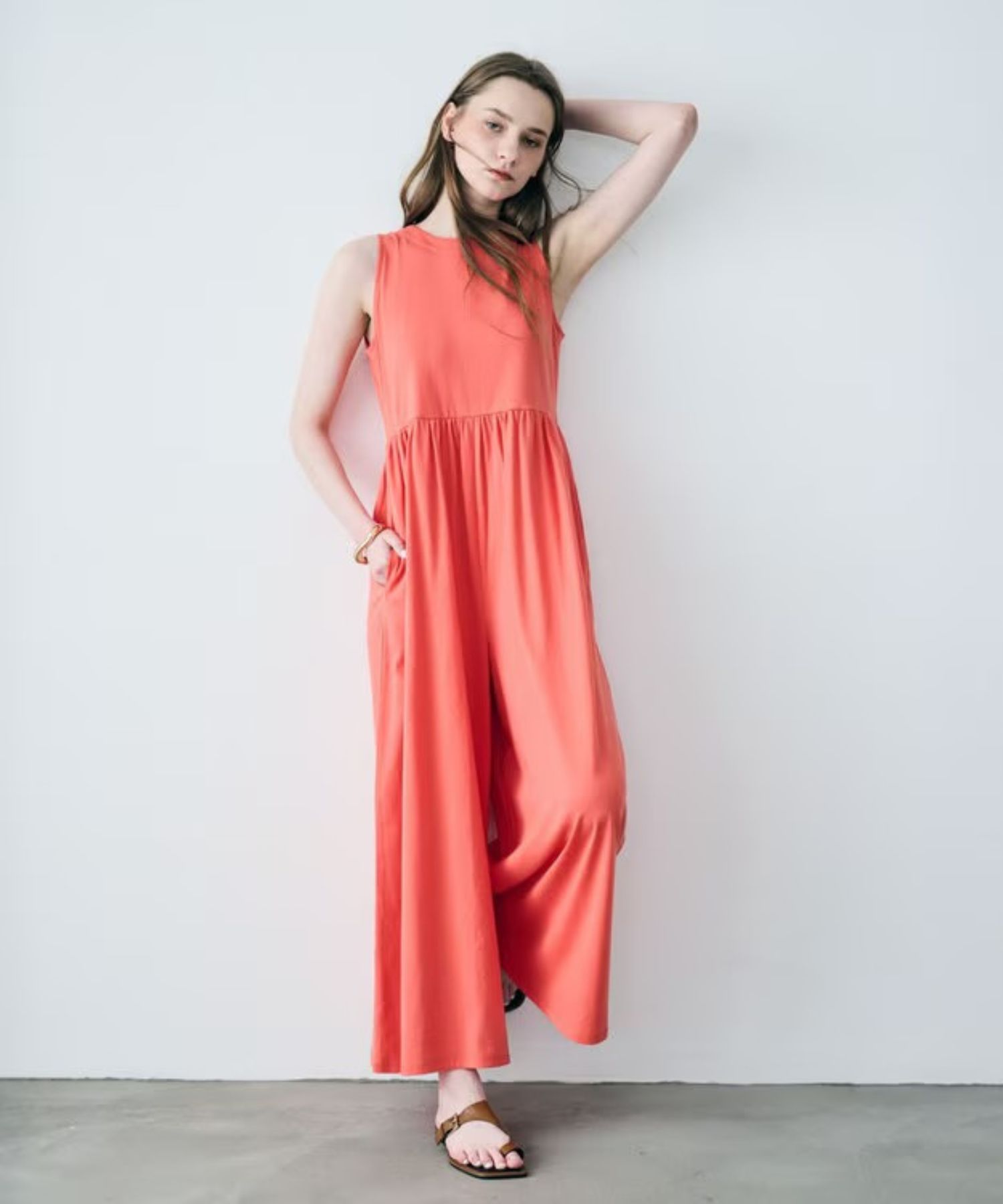 プレーンジャージオールインワン(オレンジ) 綿 / ウォッシャブル / OPUVLM0413