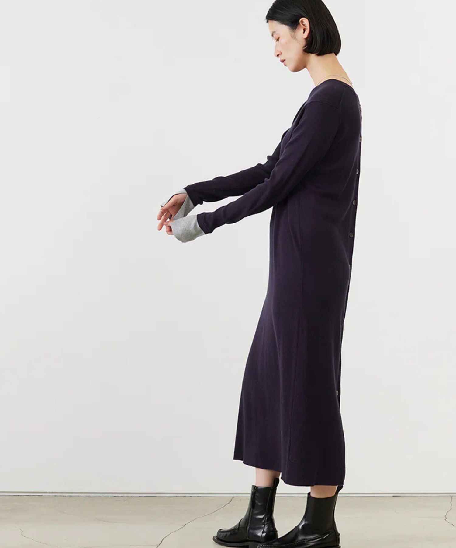 SEAISLAND COTTON 2WAY DRESS ( MIDNIGHT) コットン / 前後2WAY / レイヤードカフス / 柔らかい / ADWS-501-18