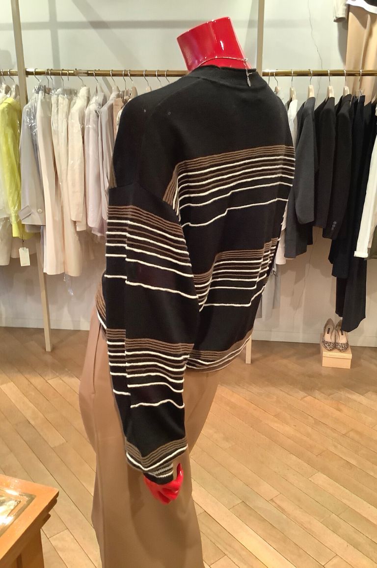 Theory - Bering Otto Stripe PO / ボーダーニットプルオーバー | LA FEMME