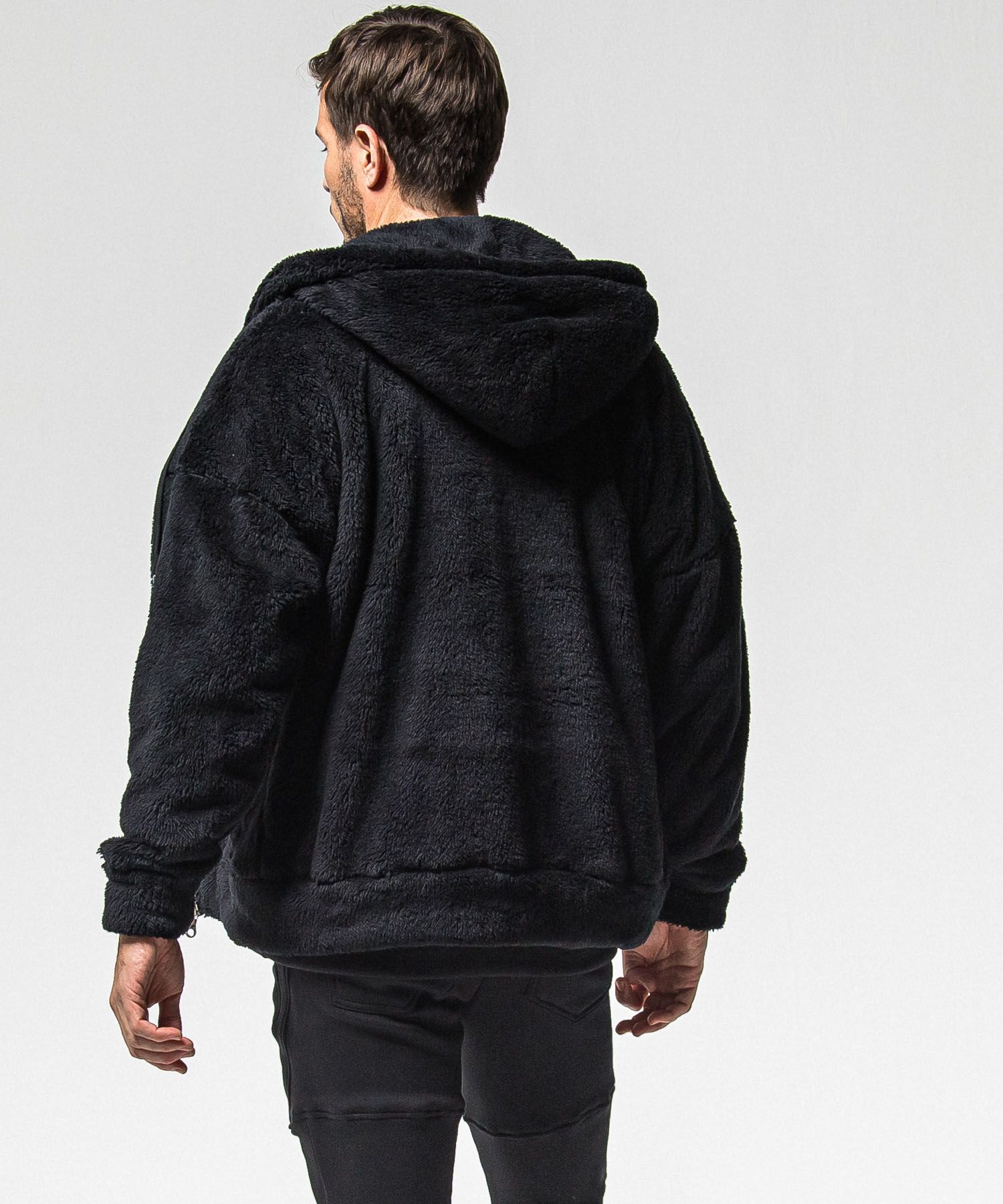 BOA zip loose hoodie (BLACK) ポリエステル / サイドパッチポケット / オーバーサイズ /ドロップショルダー / 軽量 /   RC38-C-007