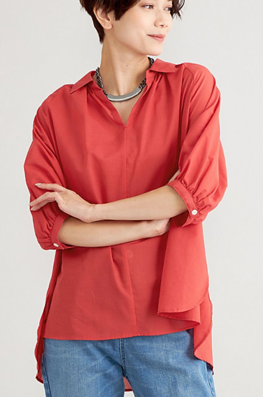 BLEND SHERAR BOYLE BLOUSE / ブレンドシアーボイルギャザーブラウス