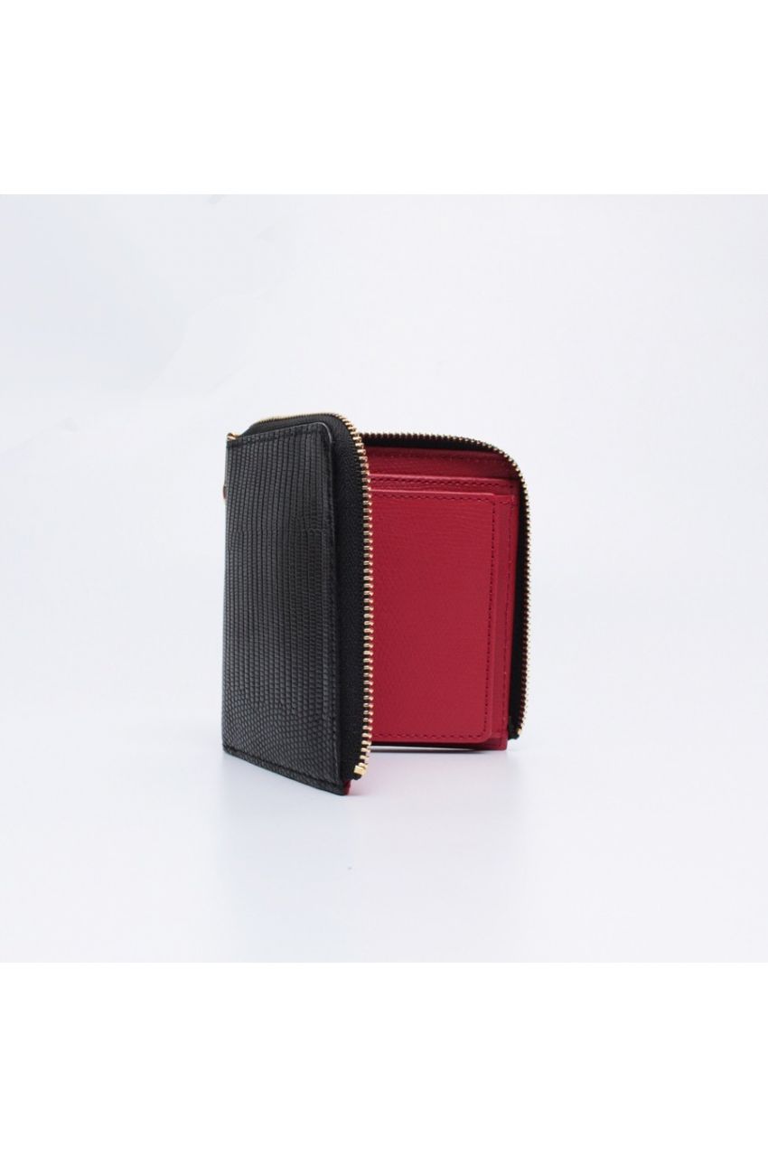 PORTA / ポルタ (Black) / リザード型押しレザー 二つ折りL字型財布 / V-5056