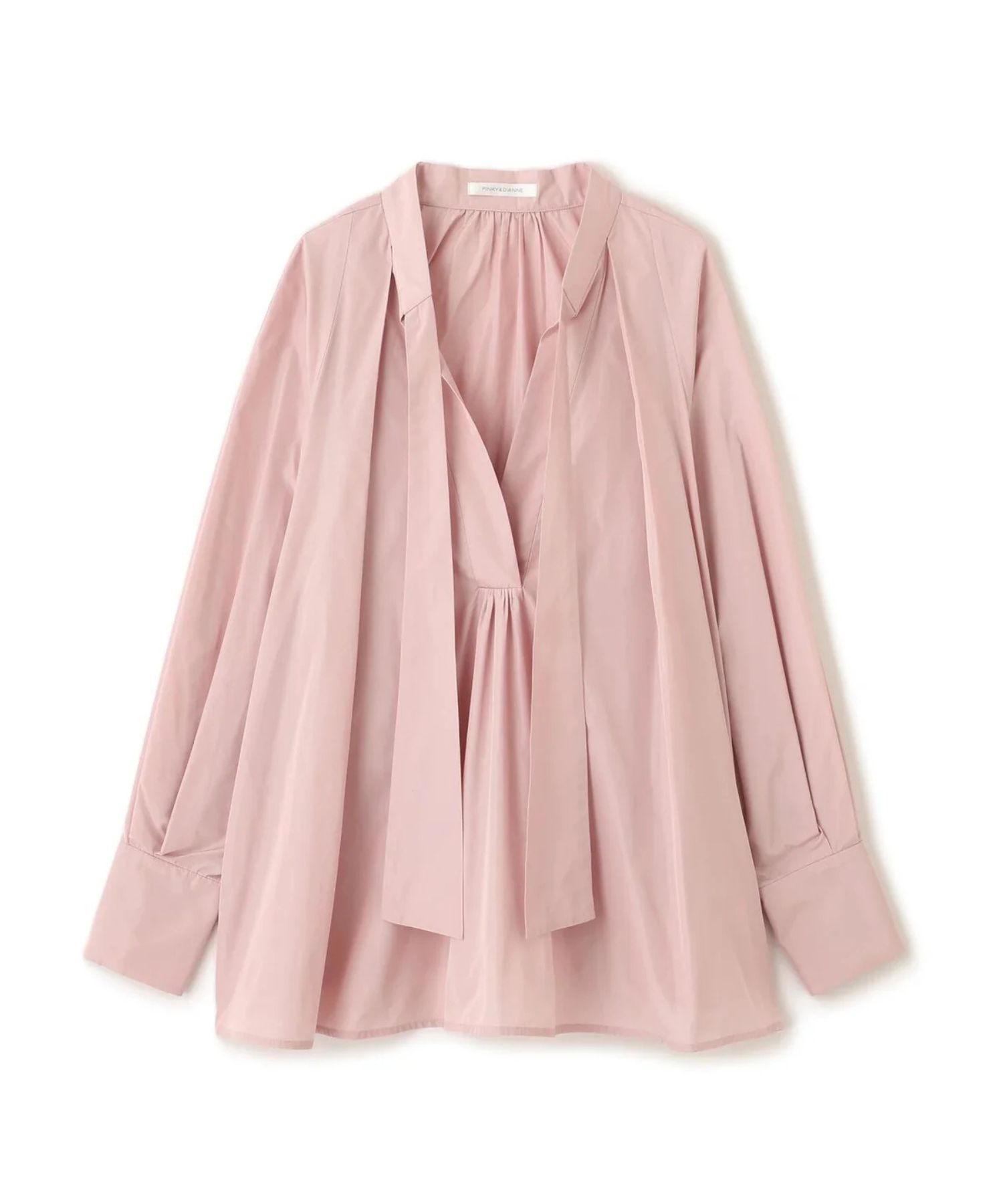 タックフレアボウブラウス(ローズピンク)ポリエステル100% / 手洗い可 / 形状記憶 / 0315210105