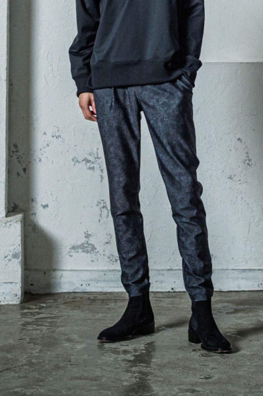 CHRIS EASY TUCK PANTS( PAISLEYBK) ポリエステル /  ワンタック / スラッシュサイドポケット / ベルトループ付き / ストレッチ /RC35-ST-016T