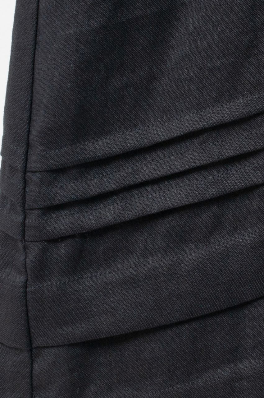 Linen Long Dress (チャコールグレー) 麻 / Aライン / 7分袖 / 手洗い可 / FO251-01011