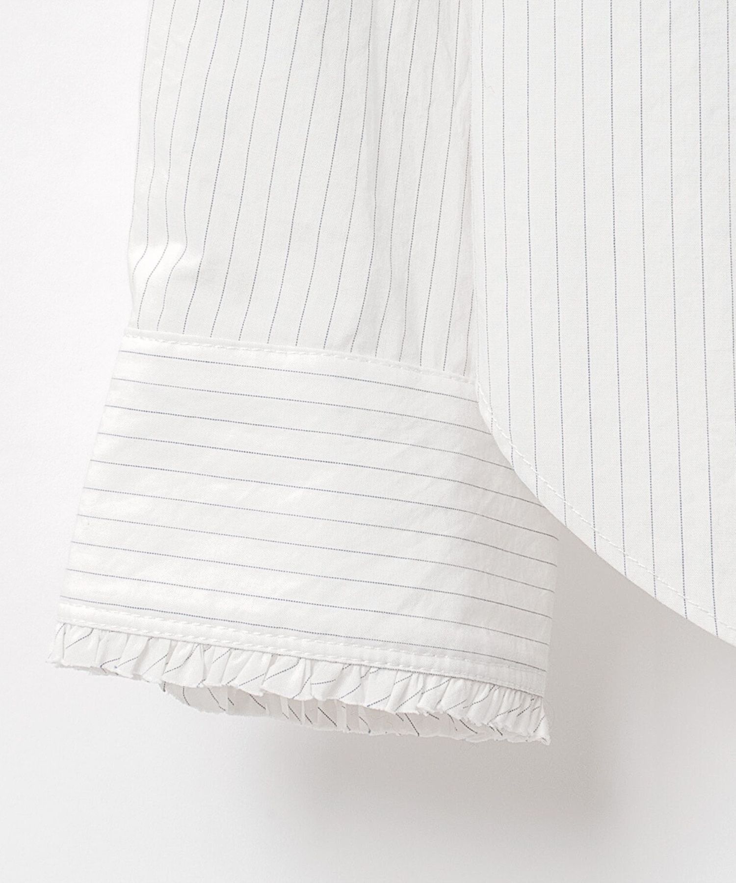 Gathered ruffle shirt(生成色:ストライプ) 綿 / 2way / ワッシャー加工 / 手洗可 / FS252-45085