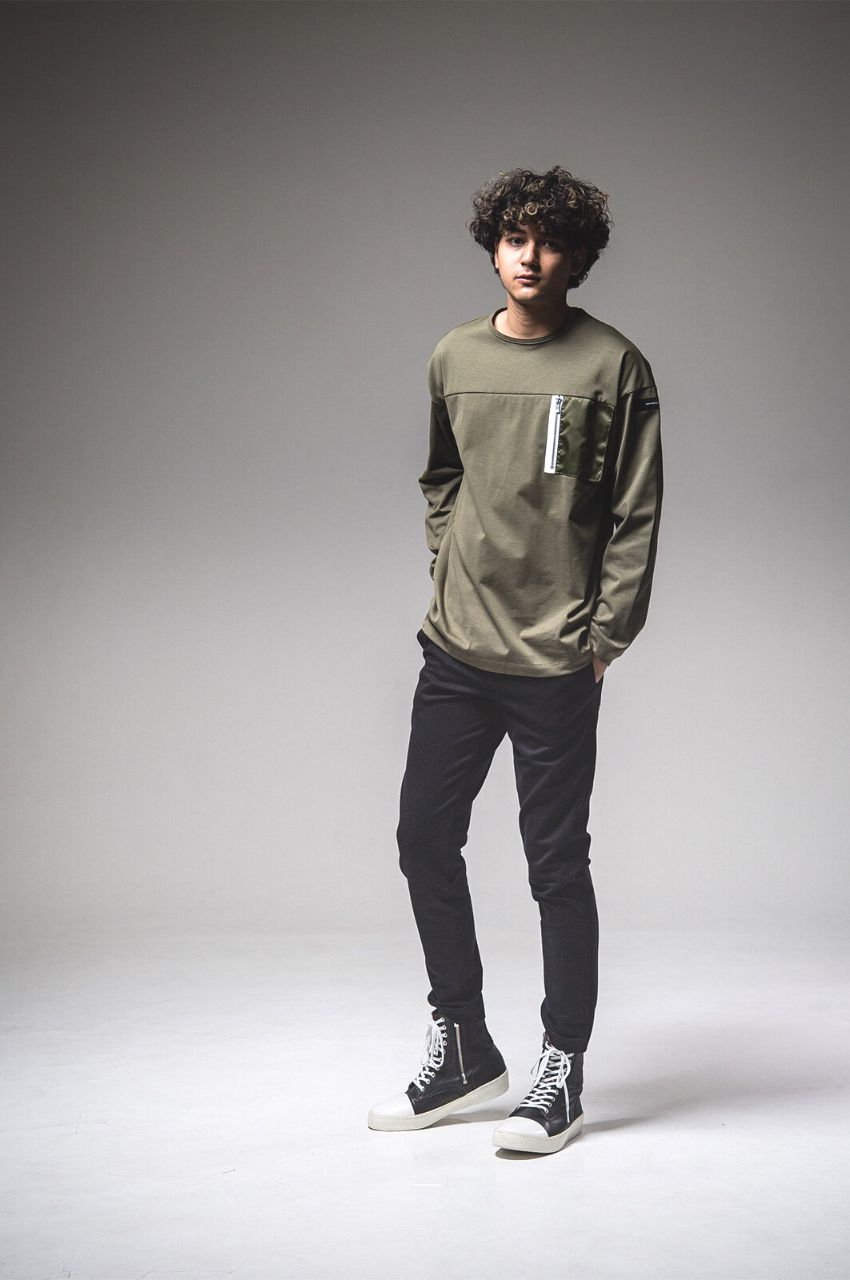 nylon pocket LOOSE LONG SLEAVE / ナイロンポケットルーズロングスリーブTシャツ