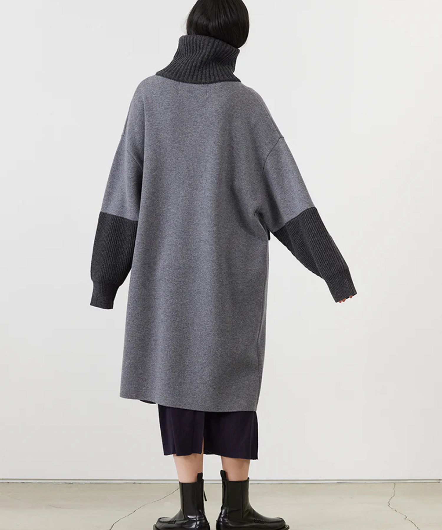 ULTRAFINE MERINO KNIT COAT (GREY)  毛/ 肉厚 / フラップポケット / ジップアップ /ADWS-501-47