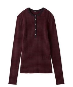 ヘンリーネックシアーリブニットプルオーバー (BRD) 綿 / ラメ / シェルボタン / 伸縮性有り / 09WNT254108