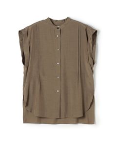 シルキーブロード オーバーシャツブラウス ( ブラウン ) ポリエステル / オーバーサイズ / サイドスリット / 手洗可 / 11-01-62-01339