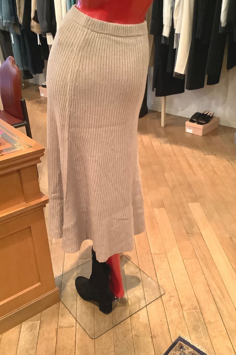 WOOL SABLE CASHMERE MERMAID MIDI SKIRT / ウールセーブルカシミヤ マーメイドミディスカート - 36 - ベージュ