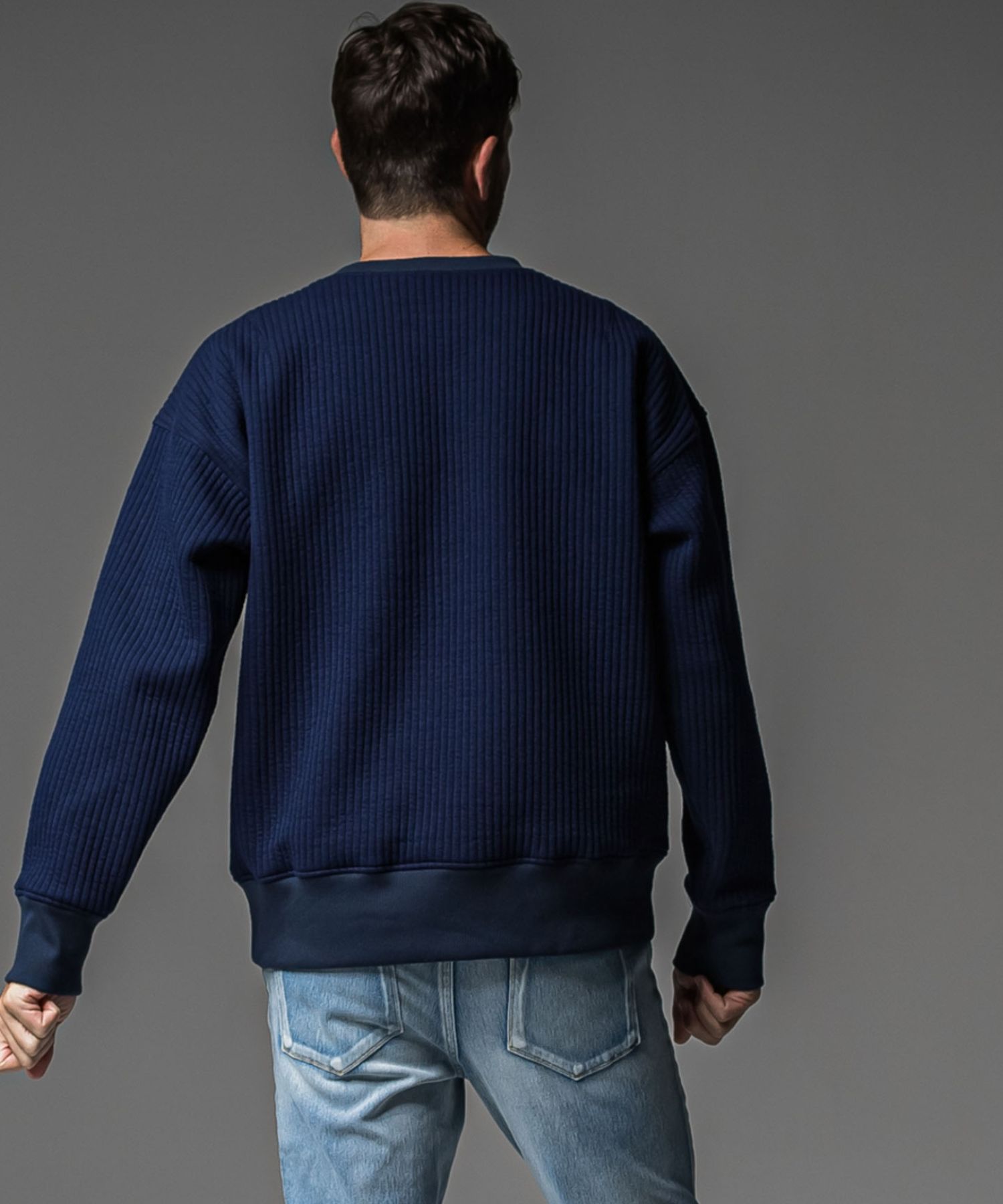 Stripe quilting drop trainer (NAVY) コットン /   ストレッチスウェット / 胸ポケットサテン / キルティング / RC37-C-003