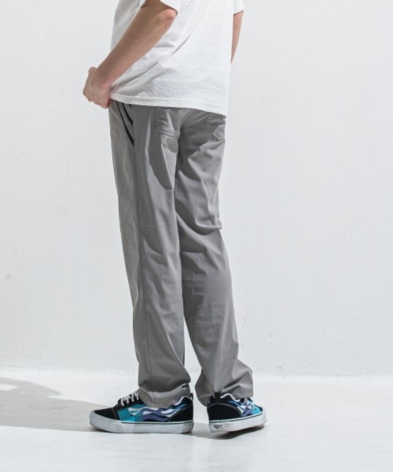 EDGE NYLON SEMI WIDE PT(GREY) ナイロン/ 360°ストレッチ/ 5ポケット / エコレザーライン / 手洗可 /  RC40-ST-014WT