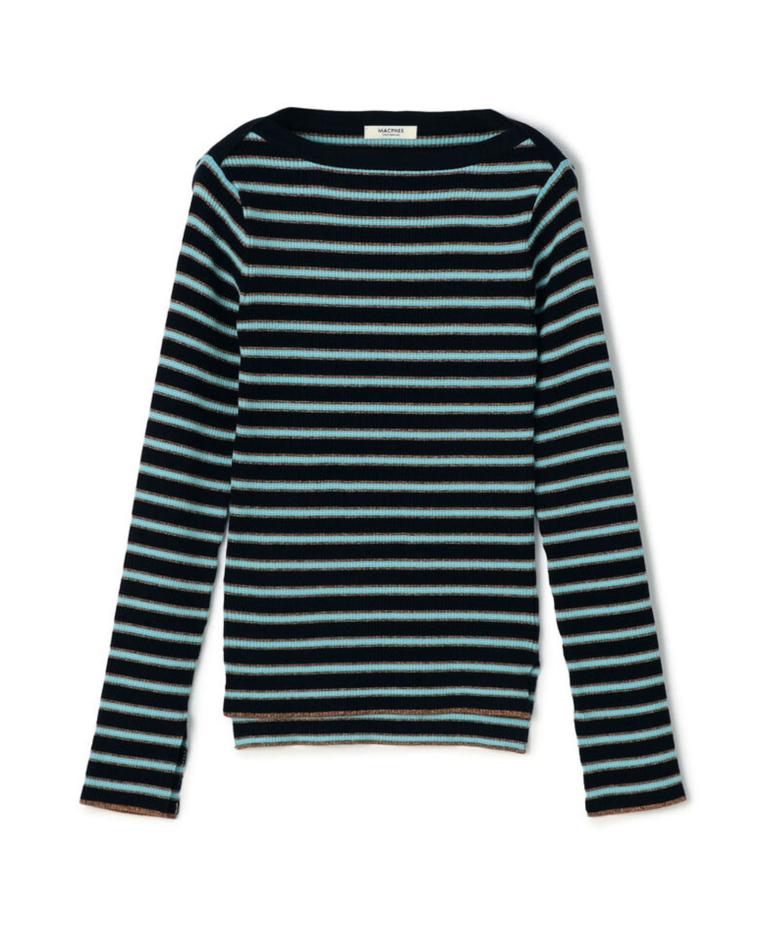 コットンリブ ボートネックプルオーバー (ブルー系) コットン / 袖口スリット / フィット感有り / 手洗可 / 伸縮性有り / 12-02-61-02108