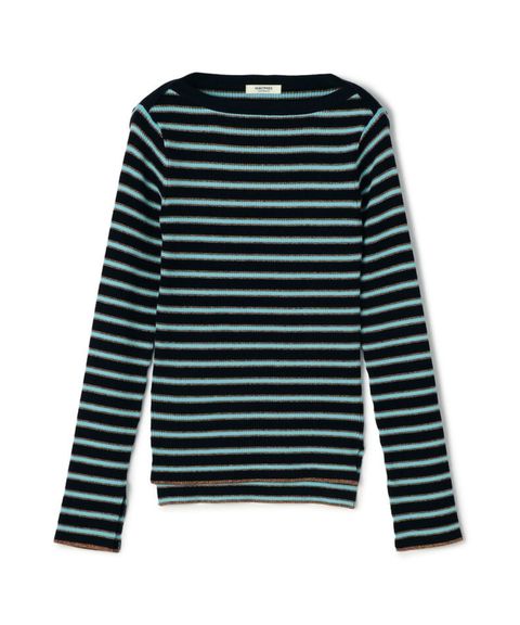 コットンリブ ボートネックプルオーバー (ブルー系) コットン / 袖口スリット / フィット感有り / 手洗可 / 伸縮性有り / 12-02-61-02108