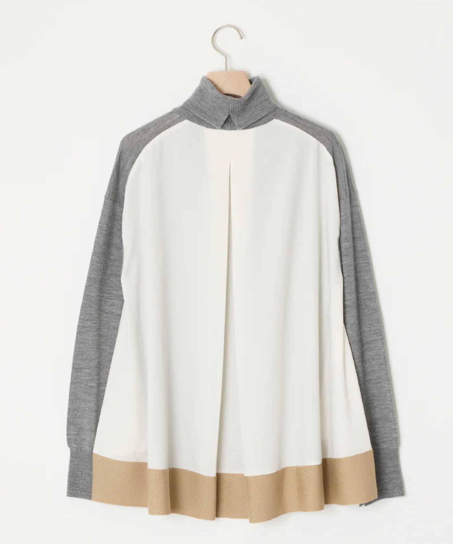 EXTRAFINE MERINO WOOL TURTLE-NECK (GREY) 毛 / フレアシルエット / 後身頃スパンローン /タートル  / ADWS-501-31