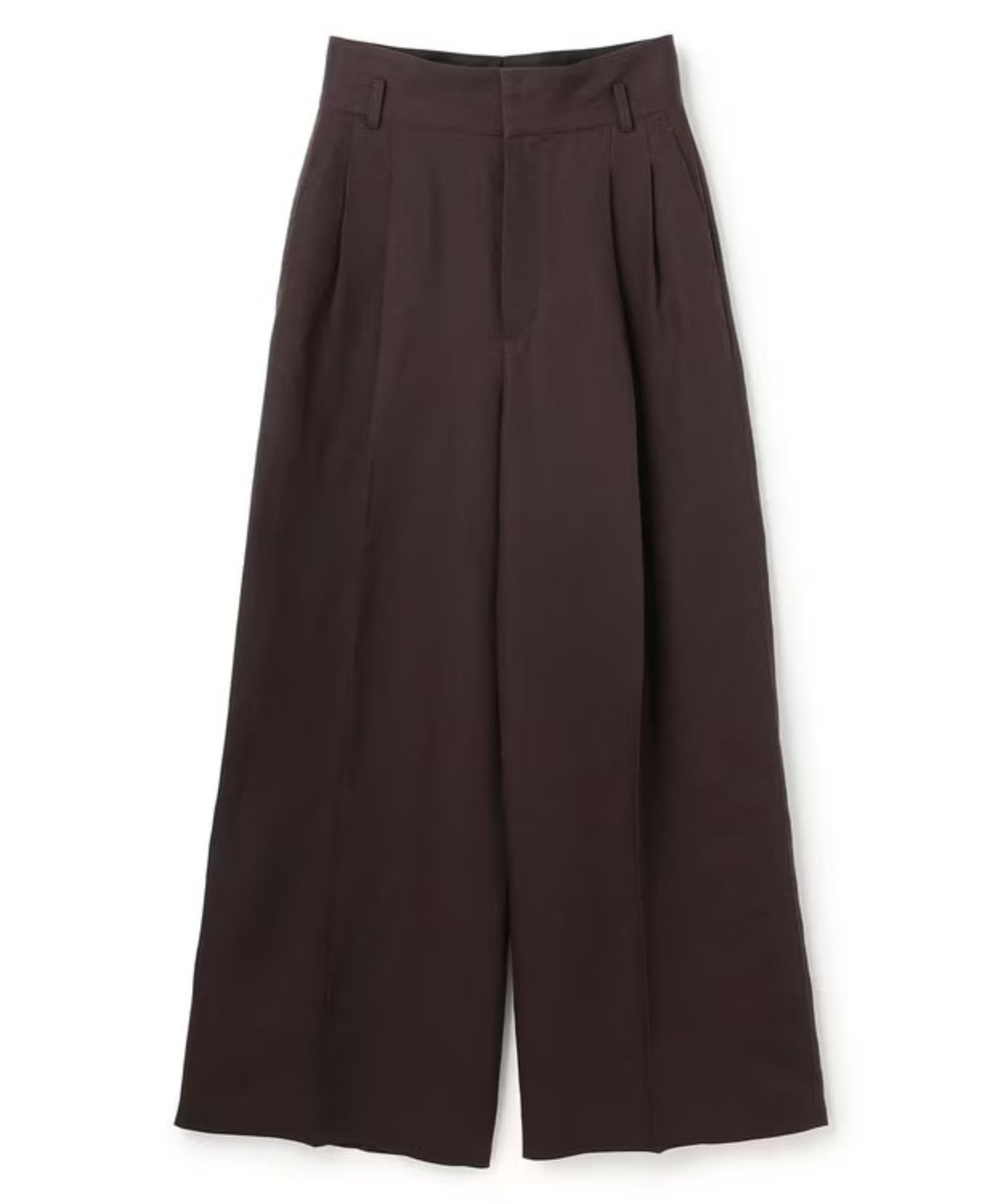 リヨセルライトリネン ワイドトラウザー(ダークブラウン) / 再生繊維 / ハイウエスト / ワイドシルエット / PRUVLS0305