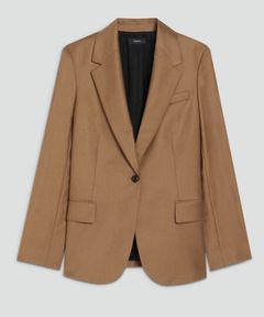 フランネルウールテーラードジャケット Sleek Flannel(ラセットメランジブラウン) 毛 / セミロング丈 / メリノウール使用 / 031-6404108