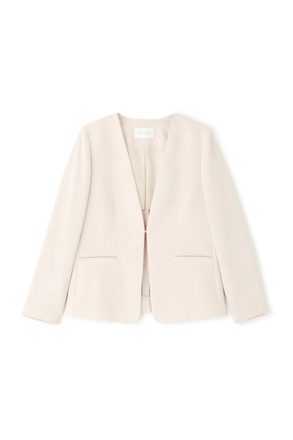 オックスノーカラージャケット (ベージュ) / ポリエステル・レーヨン / ストレッチ / 0315150316