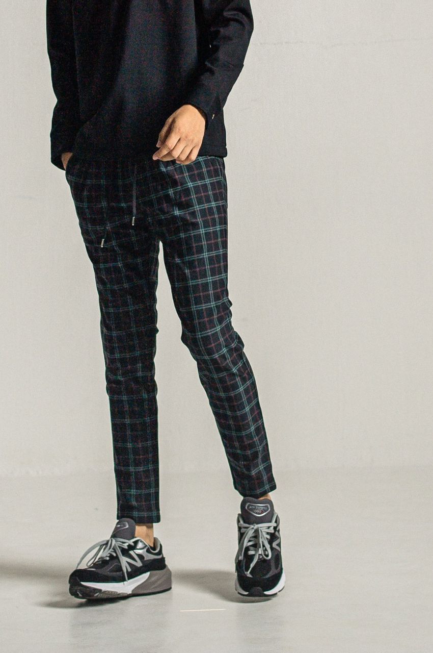 CHRIS EASY HEAT TUCK PANTS (CHECKBK) ナイロン / スラッシュサイドポケット / 裏起毛 / ベルトループ / RC34-ST-016HT-2