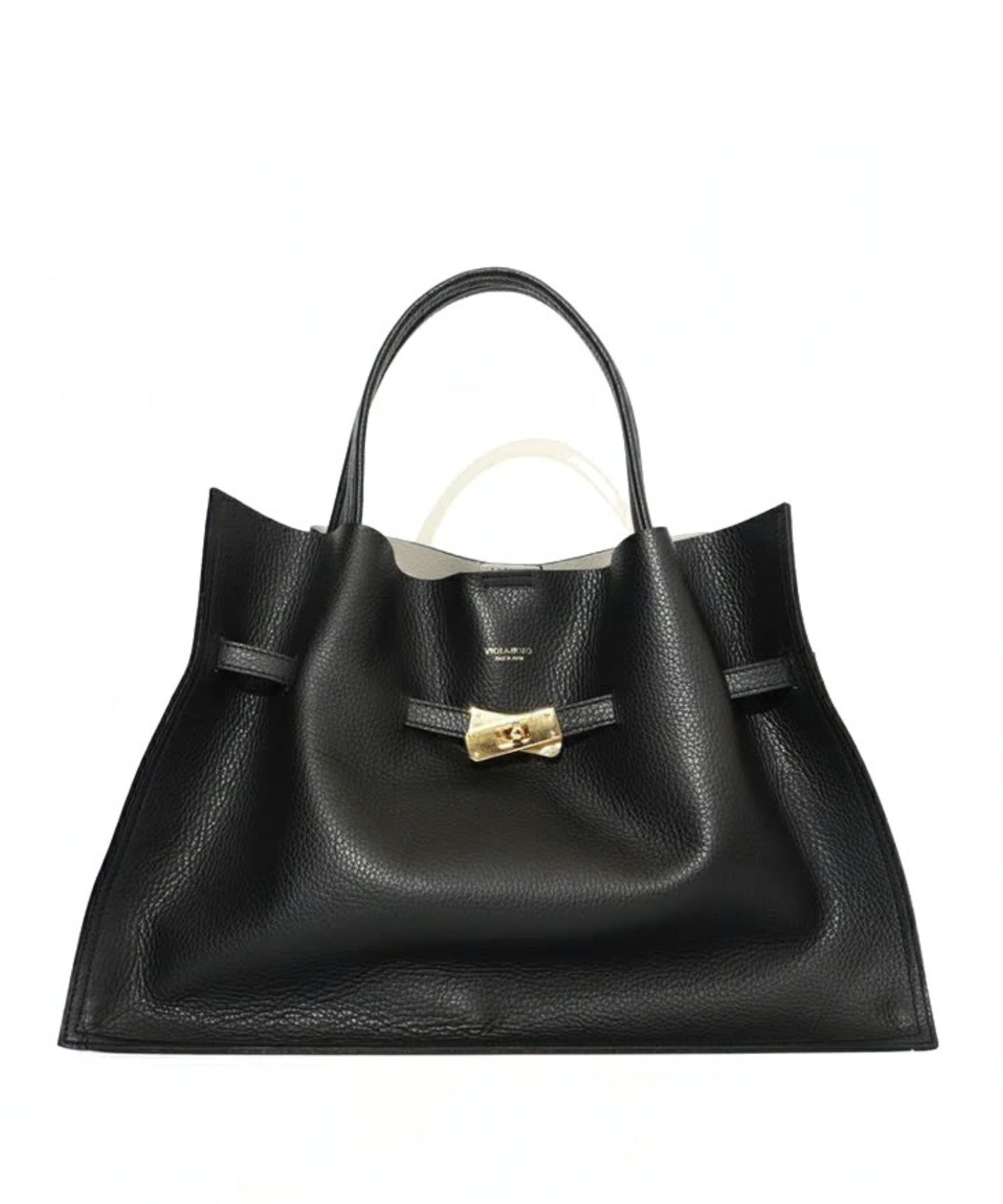 TRERO（トレロ）/（BLACK/GRAY）/ イタリアンWフェイスレザートートバッグ  Lサイズ(ブラック/グレー）牛床革（Italian leather）/ 日本製 / V-1497
