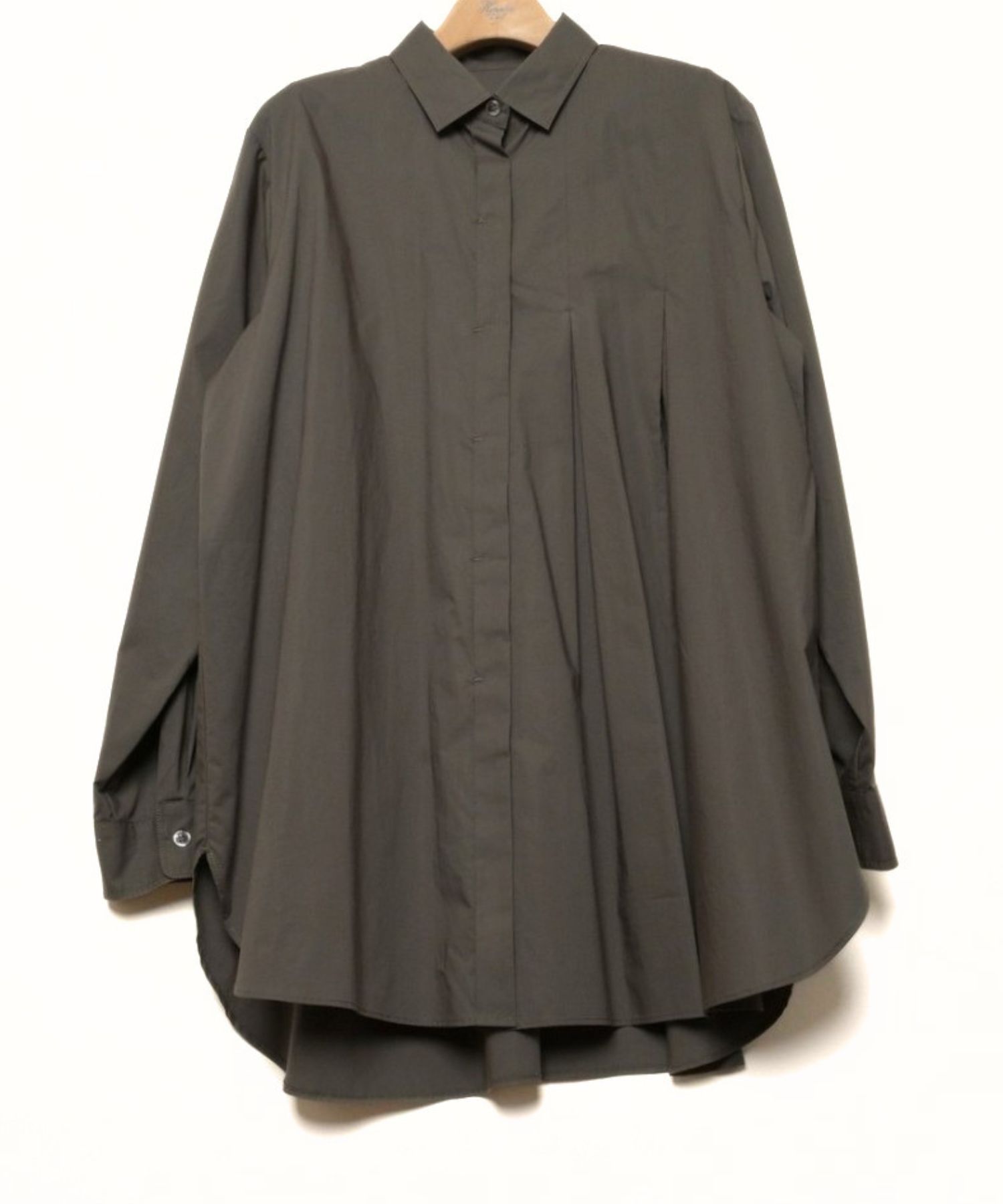 Pleated Shirt (グレー)  セルロース /  ステンカラー/ タック / 吸湿速乾性 / 手洗可 / FS262-03007