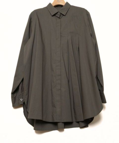 Pleated Shirt (グレー)  セルロース /  ステンカラー/ タック / 吸湿速乾性 / 手洗可 / FS262-03007