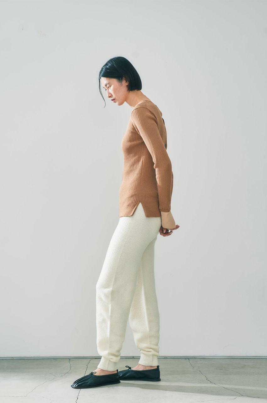 SEA ISLAND COTTON KNIT RIB KNIT P/O (CAMEL) コットン / ストレッチ / 海島綿 / ADWS-401-18
