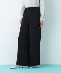 サテンワイドパンツ(ブラック)ポリエステル / ストレッチ性あり / ショート丈裏地付き / 前ポケット×2 、後ろ飾りポケット×2 / ウエストゴム ＋共ヒモ / 0316130223