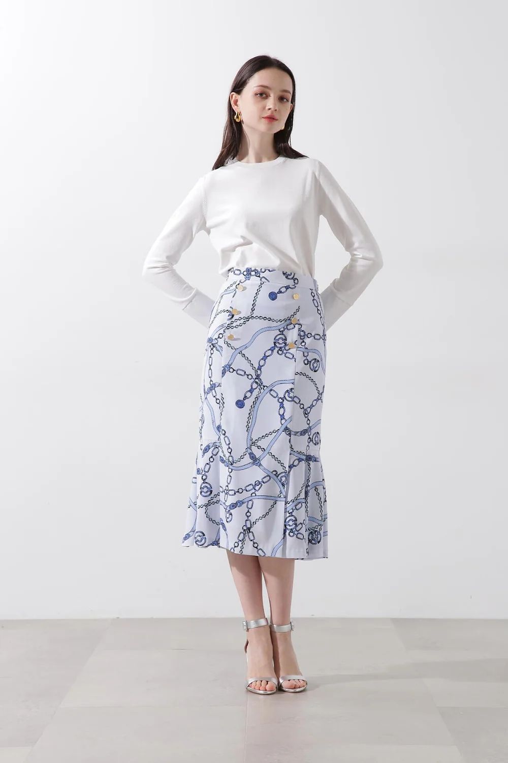 カフスニットプルオーバー (ホワイト) / ナイロン / ストレッチ / ウォッシャブル / 0315170213