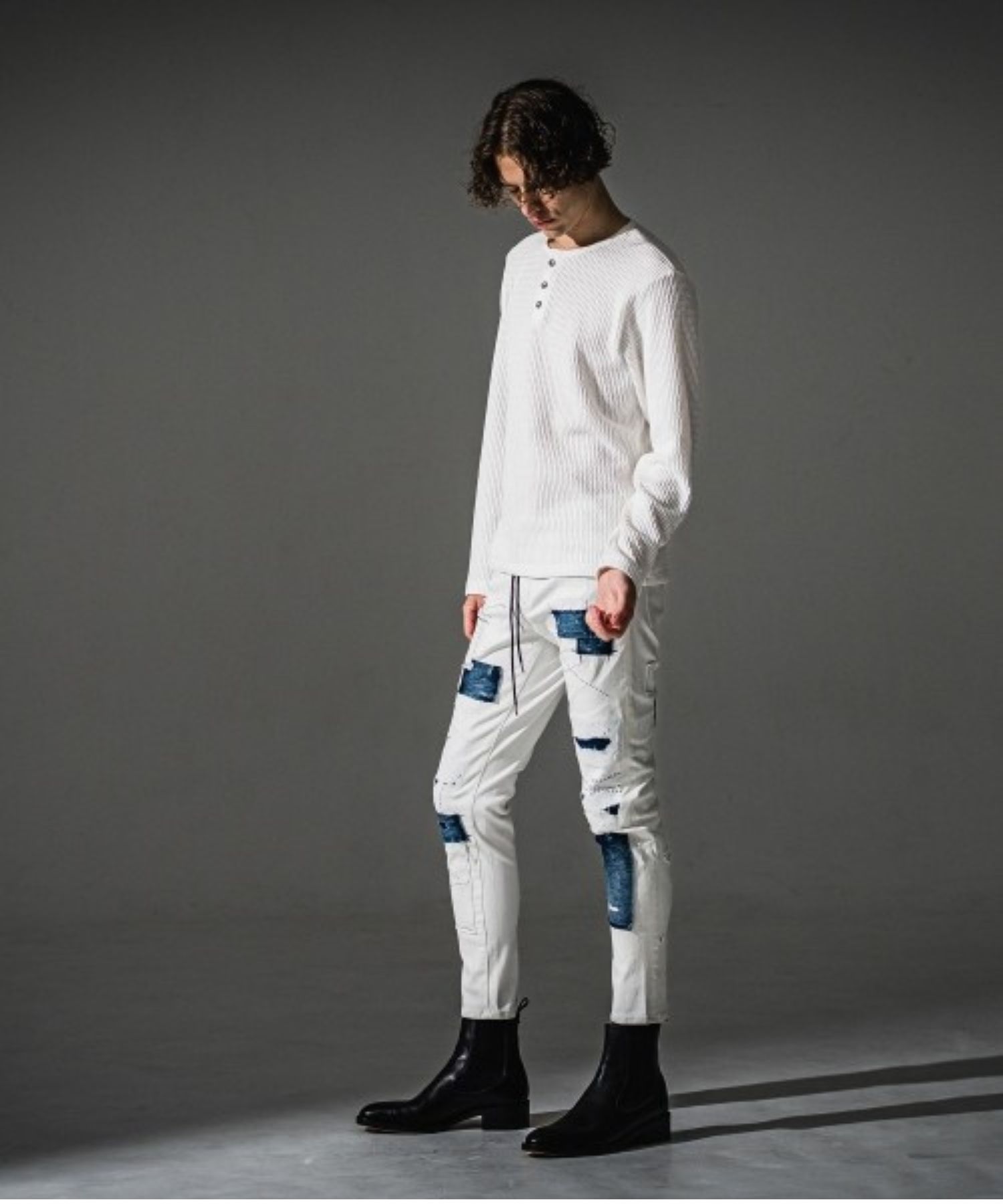 KNT HRNRY (WHITE) コットン / ニット素材 / 3つボタン仕様 / RC41-C-001