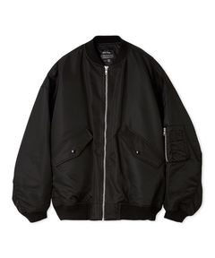 リサイクルナイロンオーバーサイズMA-1(BLK)ナイロン / 中綿 / フラップポケット / 内ポケット付き / 光沢あり / 09WFJ254151