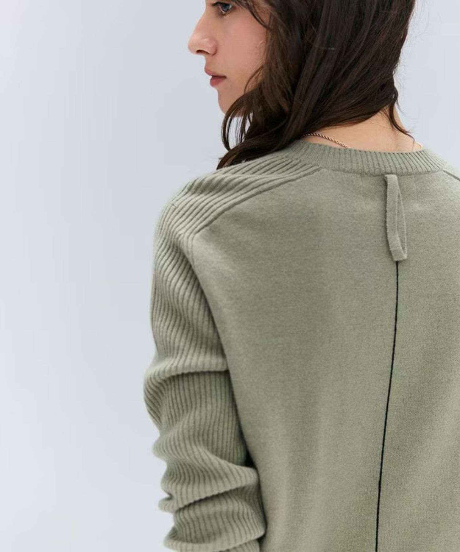 POMPE / ウールカシミヤ配色ラインクルーネックニット ( L.Khaki×Black) ウール / 手洗可 / カシミア混 / KRCWGW0400