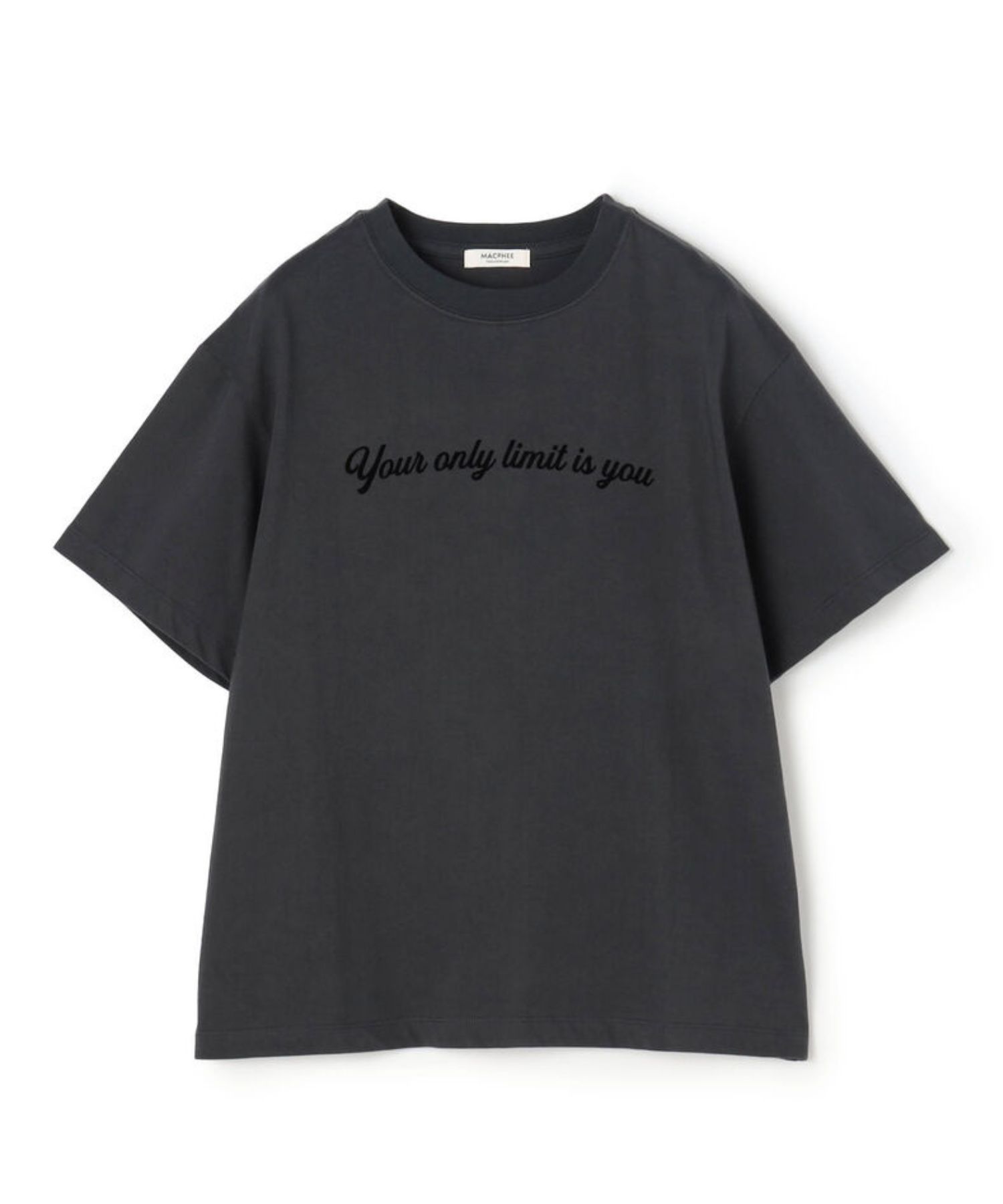 コットンロゴプリント Tシャツ (チャコールグレー) コットン / 厚み普通 / 伸縮性あり / 手洗可 / 12-03-62-03301