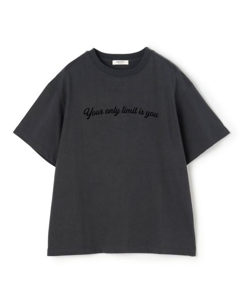 コットンロゴプリント Tシャツ (チャコールグレー) コットン / 厚み普通 / 伸縮性あり / 手洗可 / 12-03-62-03301