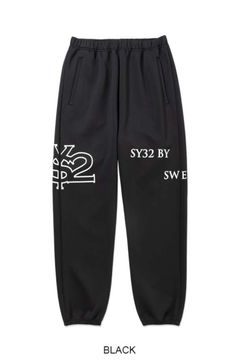 SERIF TYPE LOGO SWEAT PANTS (ブラック) ポリエステル / ロゴプリント / 艶感有り / セットアップ対応 / 15005