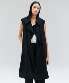 FLEUR / ラップデザインロングジレ (Black) トリアセテート / 共布ベルト付き / サイドポケット / 軽量 / VRCWGA0214